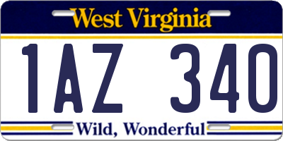 WV license plate 1AZ340