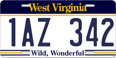 WV license plate 1AZ342