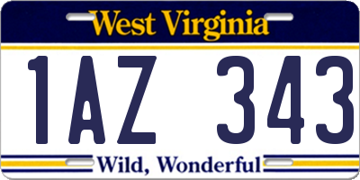 WV license plate 1AZ343