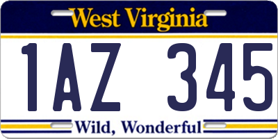 WV license plate 1AZ345
