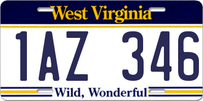 WV license plate 1AZ346