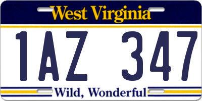 WV license plate 1AZ347