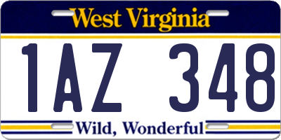 WV license plate 1AZ348