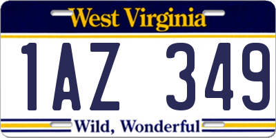 WV license plate 1AZ349