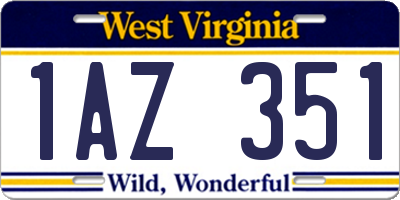 WV license plate 1AZ351
