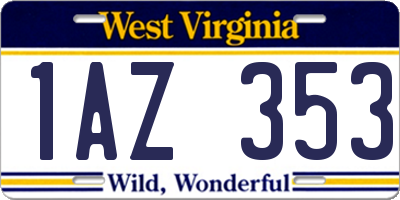WV license plate 1AZ353