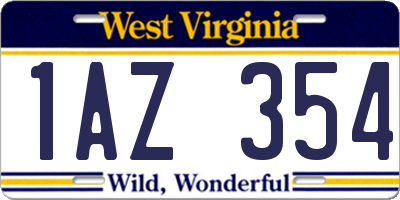WV license plate 1AZ354