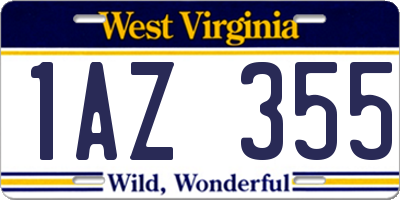WV license plate 1AZ355