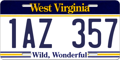 WV license plate 1AZ357