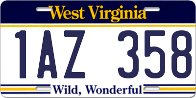 WV license plate 1AZ358