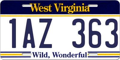 WV license plate 1AZ363