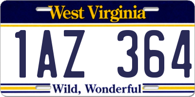 WV license plate 1AZ364