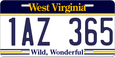 WV license plate 1AZ365