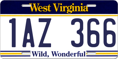 WV license plate 1AZ366