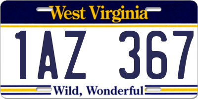 WV license plate 1AZ367