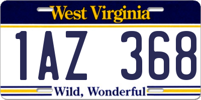 WV license plate 1AZ368