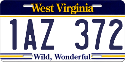 WV license plate 1AZ372