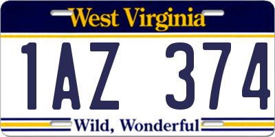 WV license plate 1AZ374