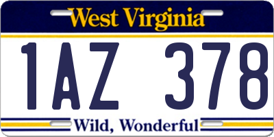 WV license plate 1AZ378