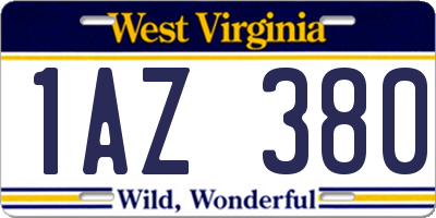 WV license plate 1AZ380