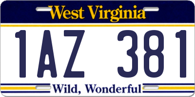 WV license plate 1AZ381