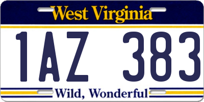 WV license plate 1AZ383