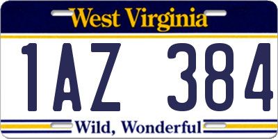 WV license plate 1AZ384