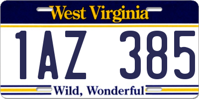 WV license plate 1AZ385