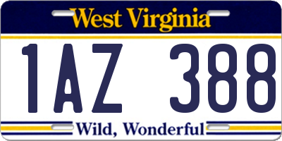 WV license plate 1AZ388