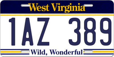 WV license plate 1AZ389