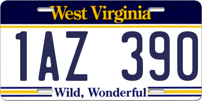 WV license plate 1AZ390