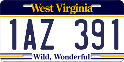 WV license plate 1AZ391