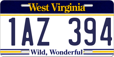 WV license plate 1AZ394