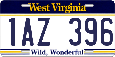WV license plate 1AZ396
