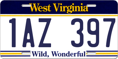 WV license plate 1AZ397