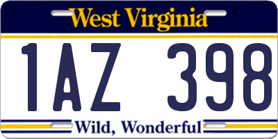 WV license plate 1AZ398