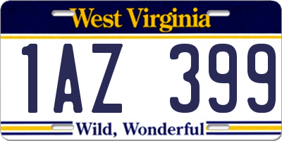 WV license plate 1AZ399