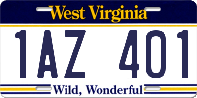 WV license plate 1AZ401
