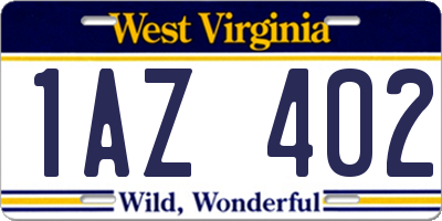 WV license plate 1AZ402