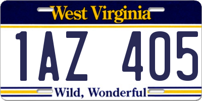 WV license plate 1AZ405