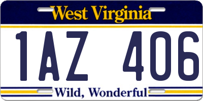 WV license plate 1AZ406