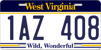 WV license plate 1AZ408