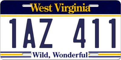WV license plate 1AZ411