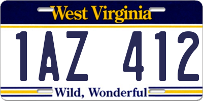 WV license plate 1AZ412