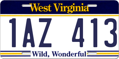 WV license plate 1AZ413