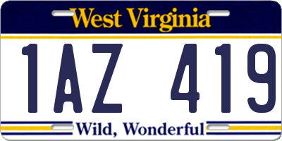 WV license plate 1AZ419