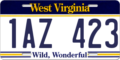 WV license plate 1AZ423