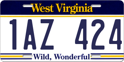 WV license plate 1AZ424