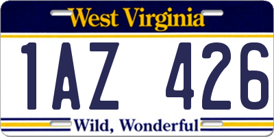 WV license plate 1AZ426