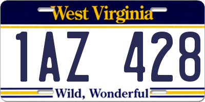 WV license plate 1AZ428